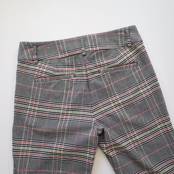 ANN TAYLOR LOFT Size 0 Plaid Dress Pants Straight Black White - Picture 5 of 6